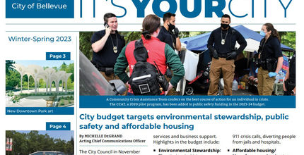 Cover of the Winter-Spring 2023 issue of It's Your City, featuring a picture of the Community Crisis Assistance Team