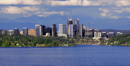 Image of downtown Bellevue as seen from across Lake Washington. Photo by Stanton Stephens