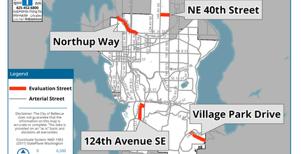Safe streets evaluation map. Map shows four locations that have been marked with red.