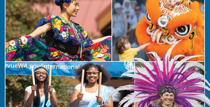 Four photos of performers at International Festival. 
