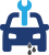 Image of a car with a leak and wrench above it in ICON style.