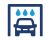 Image of a car in a car wash in a clip art graphic style.