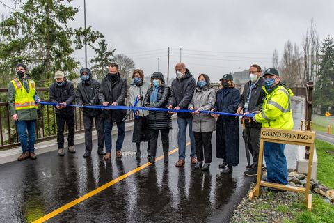 Image of ribbon-cutting for trail segment opening