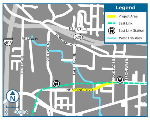 Northeast Spring Boulevard between 124th and 130th avenues Northeast, Zone 3 project area map