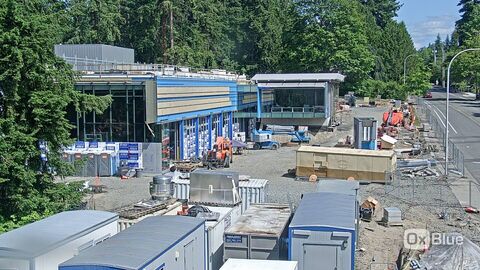 Image of the fire station 10 building under construction viewed from NE 12th St looking north along 112th Ave NE.