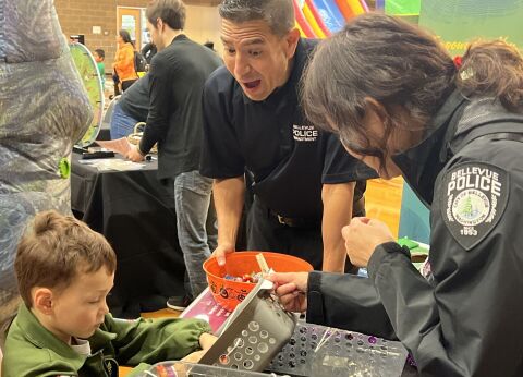 Image of Bellevue Police participating in the City of Bellevue's "Halloween on the Hill" event in 2025. 