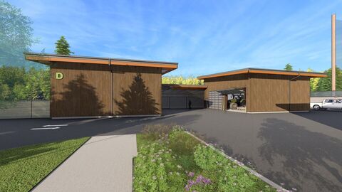 Rendering of Building D of the upcoming Parks Operations Facility