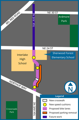 Project vicinity map for the 164th Avenue NE Complete Streets Improvements