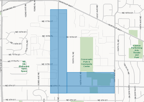 Image of map of crossroads area served by BellevueConnect_Ou