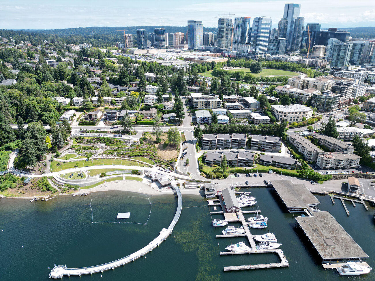 Meydenbauer Bay park and Bellevue's downtown can be seen in this aerial photo.