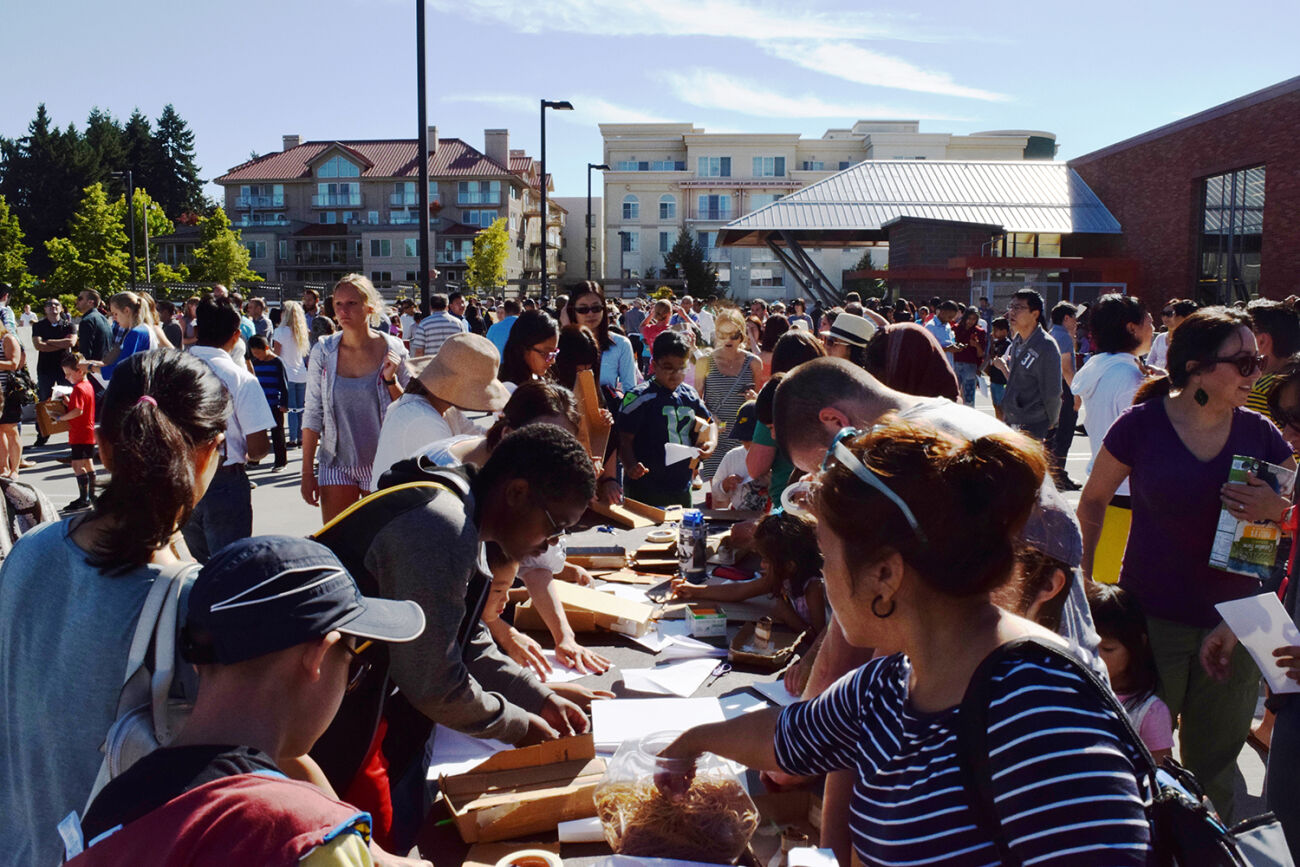 Bellevue community members gather for a city-hosted eclipse party.