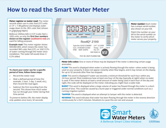 How to read the smart water meter infographic