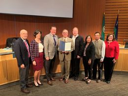Image of Bellevue City Council and LifeWire proclaiming Domestic Violence Awareness Month