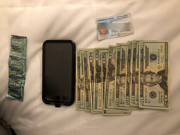 Confiscated money, phone, driver's license