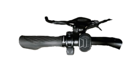 Black bike handle with a throttle attached to the top