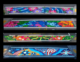 Images of the four completed artistic crosswalks.