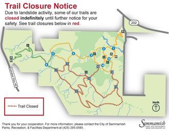 Map - Evans Creek Trails and closed trails