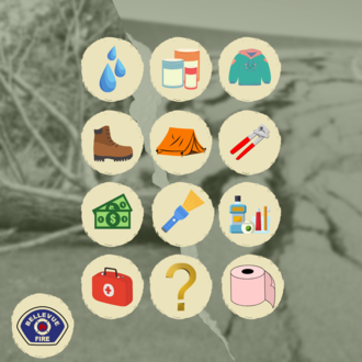 Image of items needed in an emergency preparedness kit