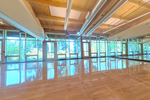 image of SBCC community room, facing windows and doors
