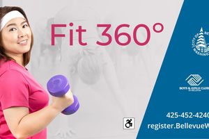 Image of an Asian Woman in sportswear holding a single dumbbell to advertise the Fit 360 class 