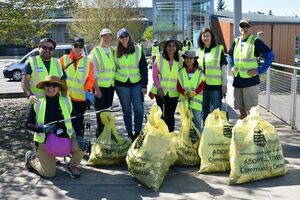 Group of past Adopt-A-Street participants during a cleanup event