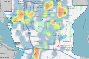 Signature Streets heat map of Bellevue
