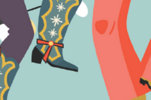 Illustration of dancing with boots