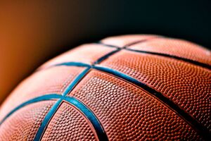 Close up image of a basketball