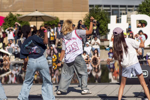 K-POP dancers on the plaza at Bellevue City Hall