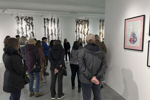 Community members touring a Bellevue arts gallery