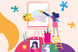 illustration of woman painting